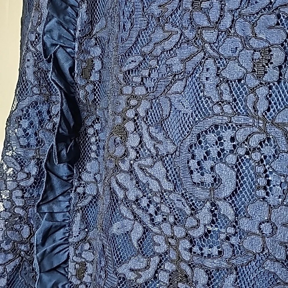 Like new Eloquii blue floral lace A-line skirt ruffles worn one time sz 22